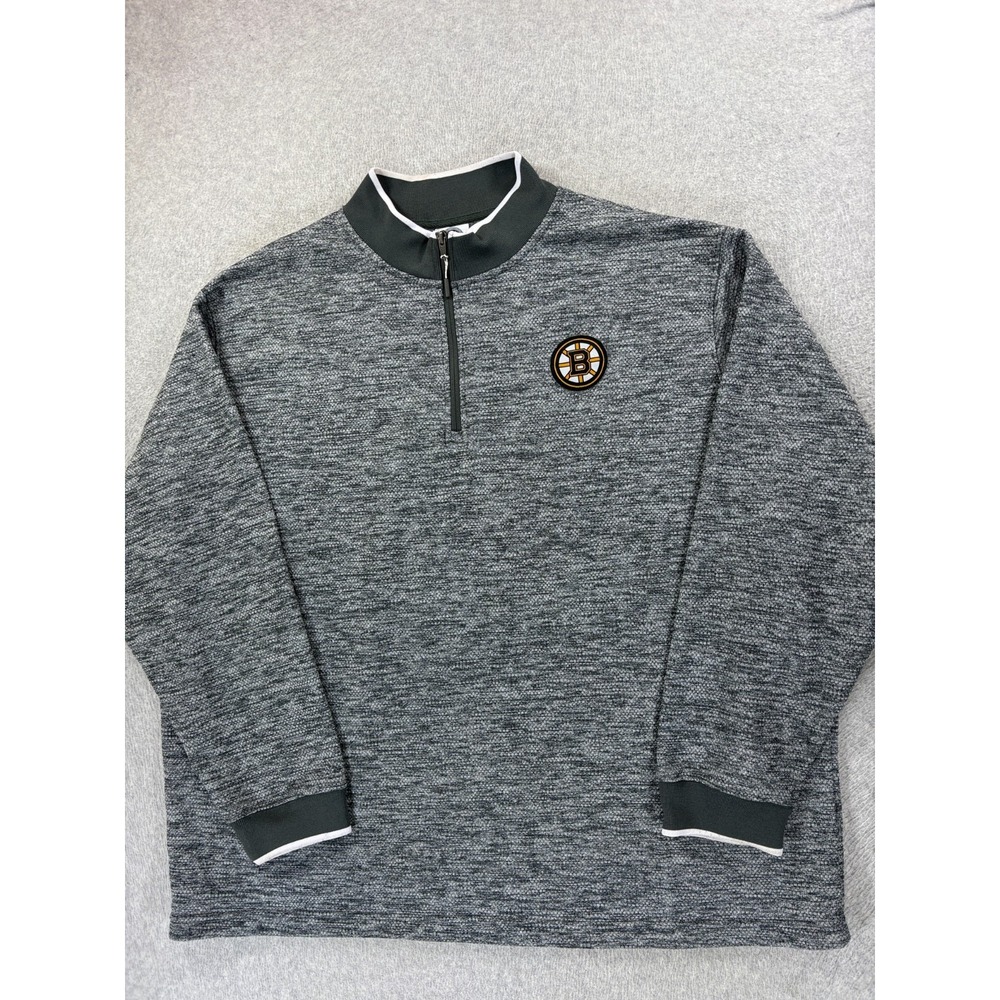 Boston Bruins Stitched 1/4 Zip NHL‎ Hockey Pullover (Men's 2XL) Gray